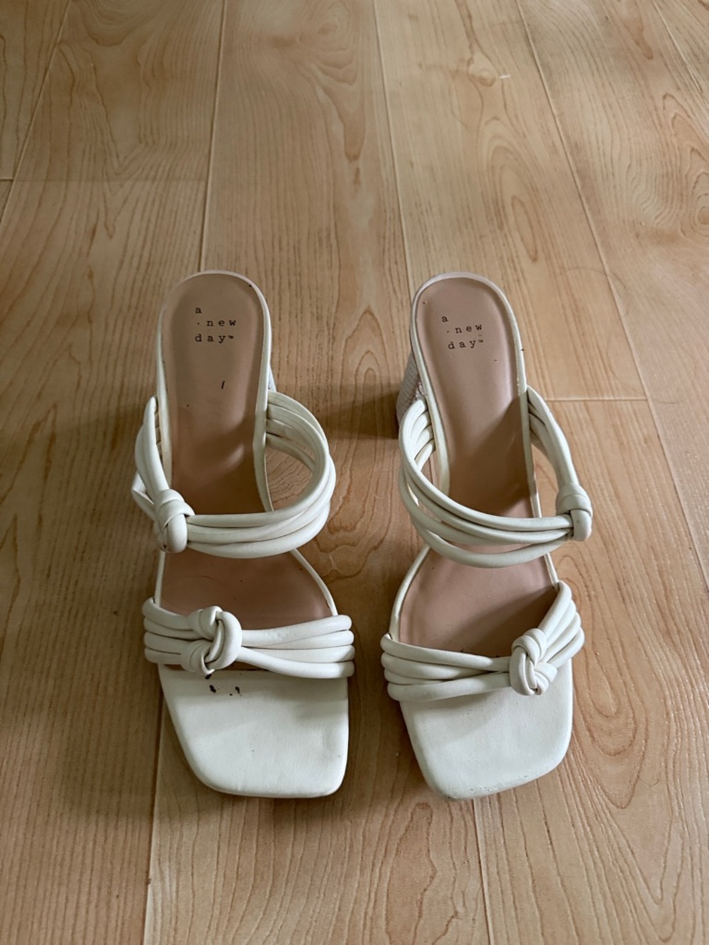 a new day White Knotted Strap Heeled Mules